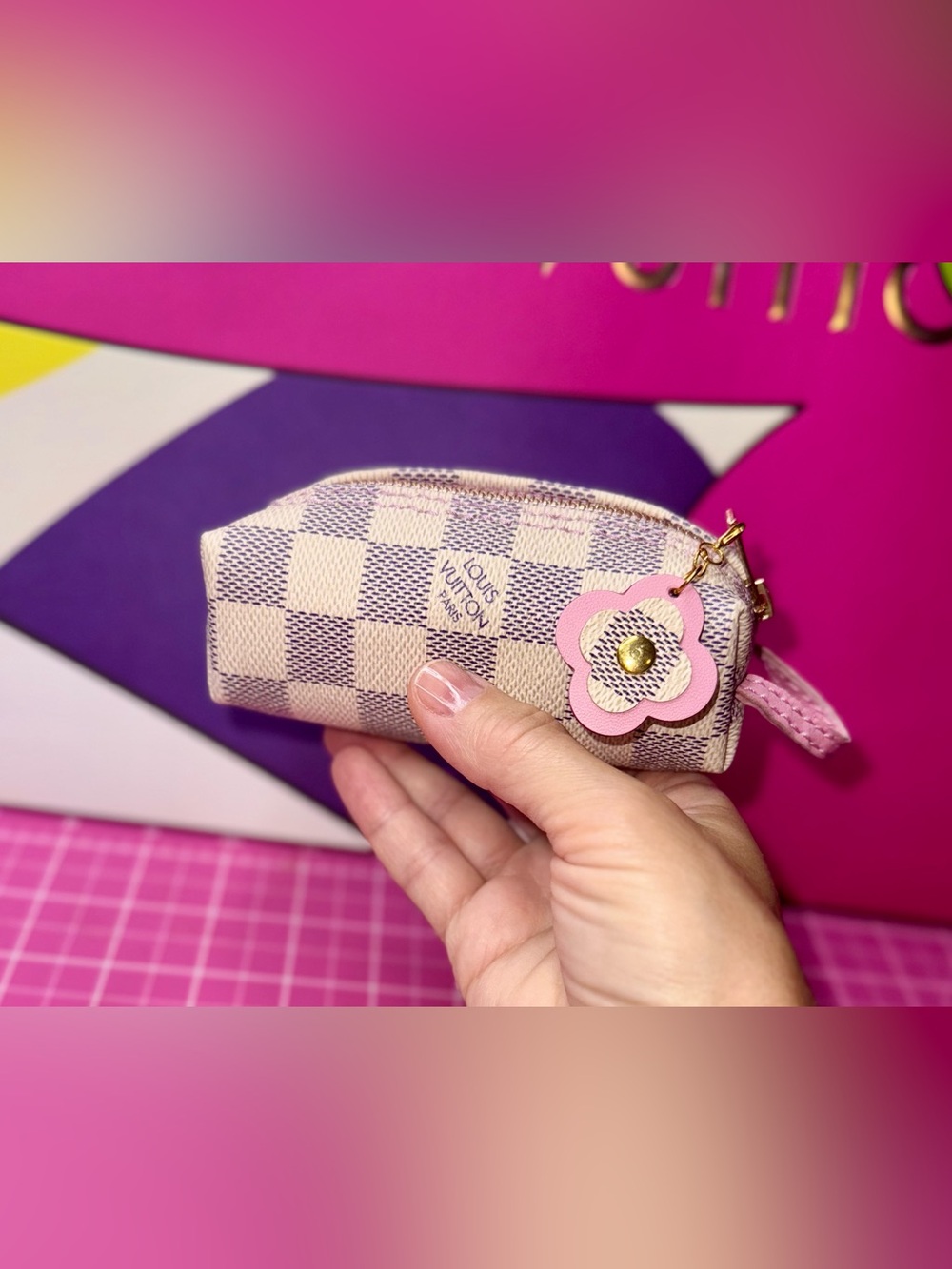 💝 Damier Azur small makeup utility case Custom handmade